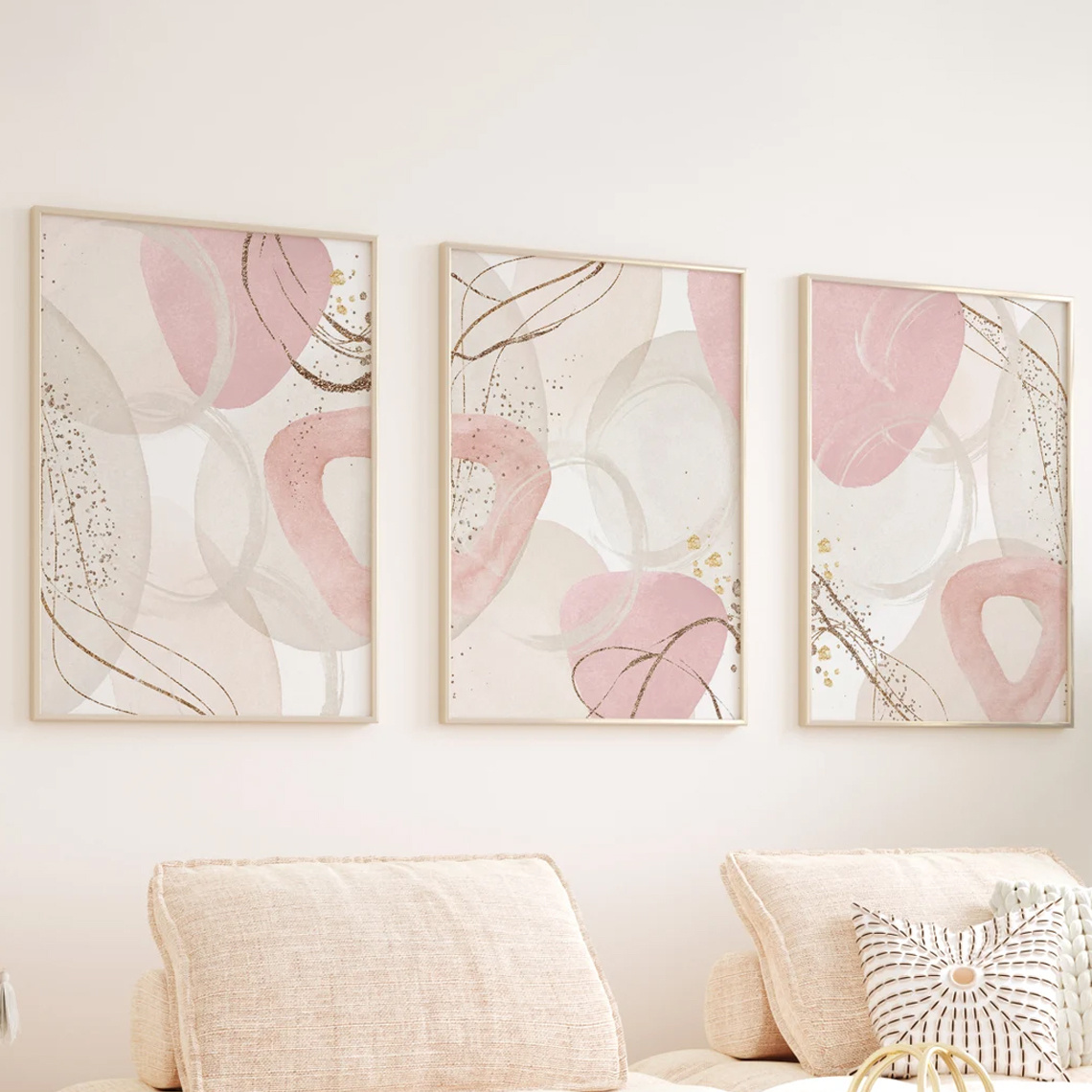 Photography Angle - 3pcs Set Wall Art Pink Canvas