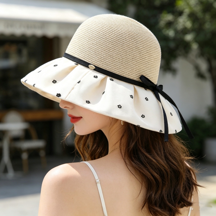 Photography Outdoor - Summer Breathable Spliced Chiffon Straw Hat