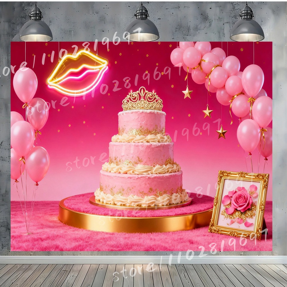 Crown Pink Disco Ball Birthday - Photography Backdrop Muslin review and price
