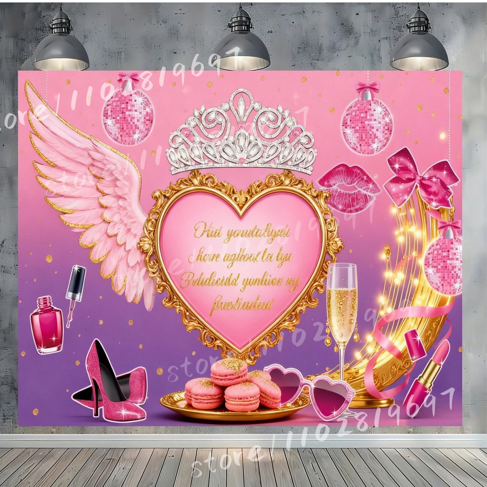 Crown Pink Disco Ball Birthday - Photography Backdrop Muslin review and price