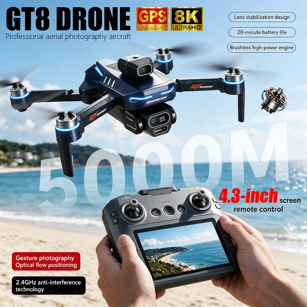 NEW GT8 HD RC Drone 4K Profess - Photography Drone review and price