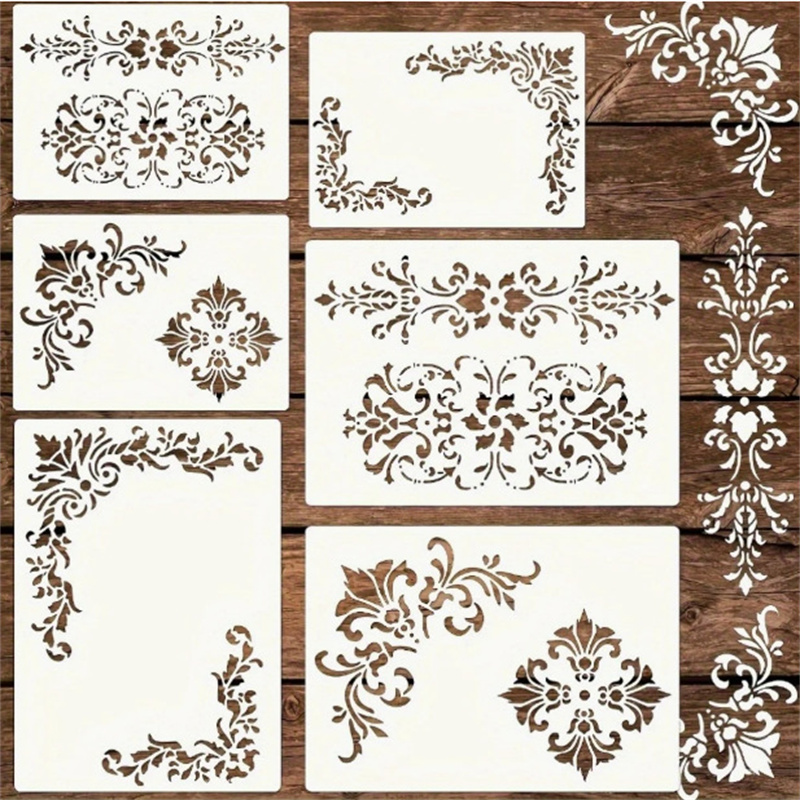 6Pcs Floral Corner Stencils fo - Photography Angle review and price