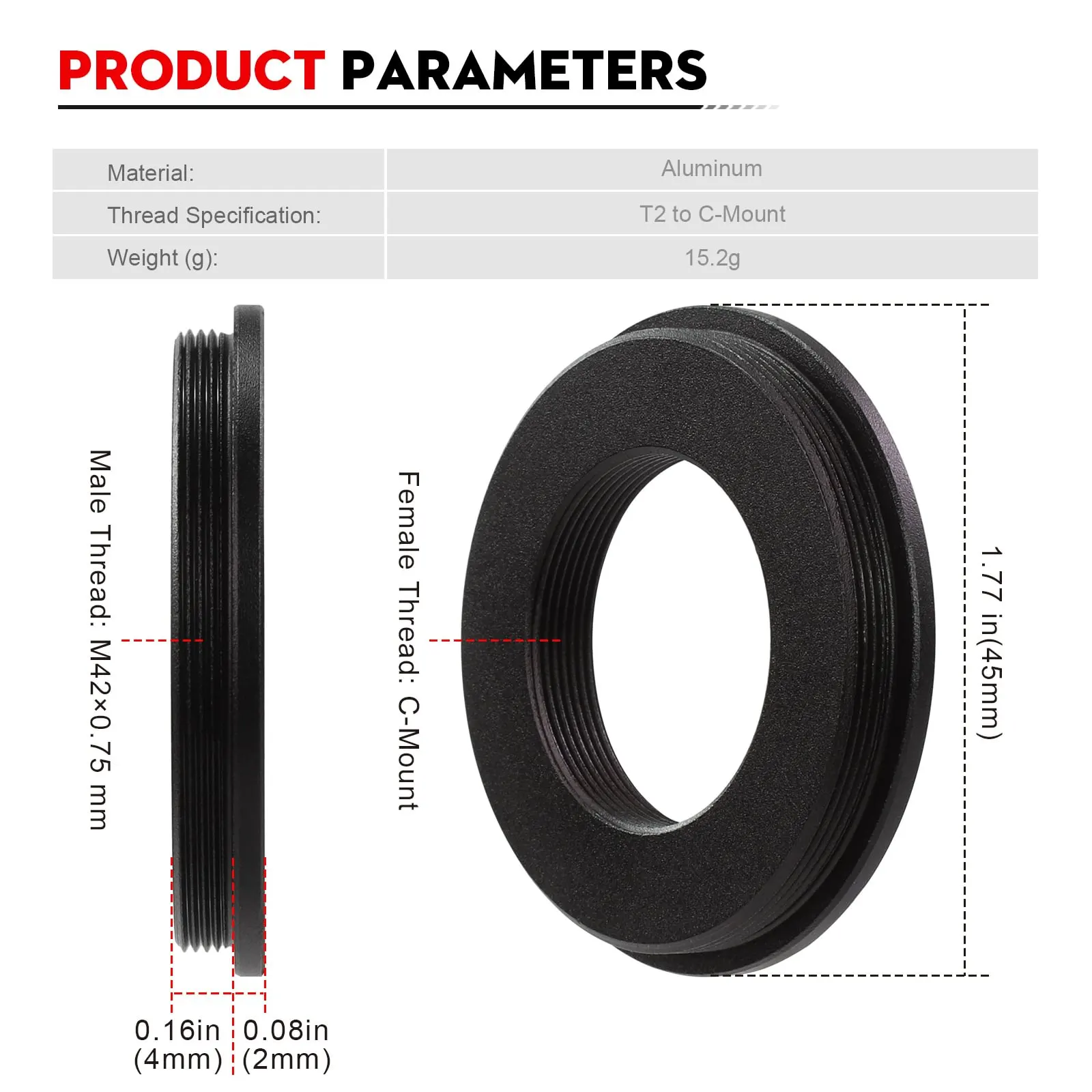 Datyson M42x0.75 Male to C/CS  - Lens Adapter Ring review and price