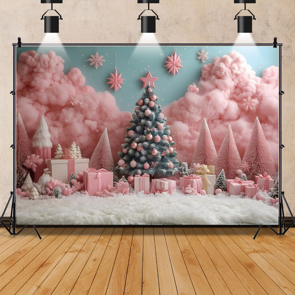 Pink Christmas Theme Photograp - Photography Backdrop Muslin review and price