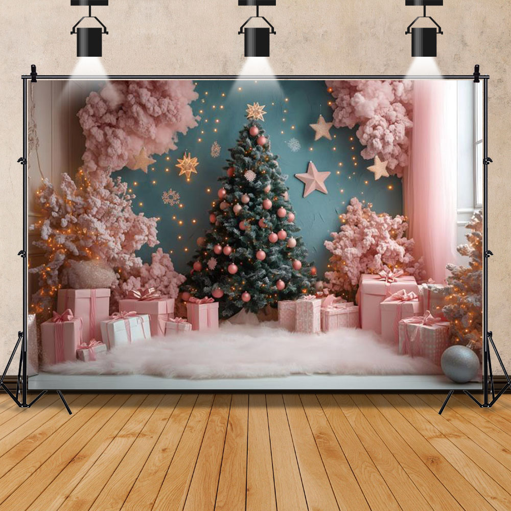 Pink Christmas Theme Photograp - Photography Backdrop Muslin review and price